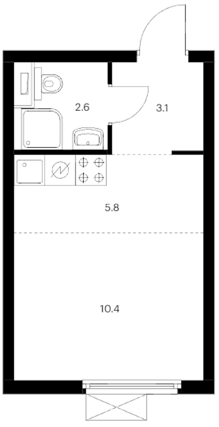 Квартира студия 21.9 м², 8/13 эт., ЖК «Витебский парк»